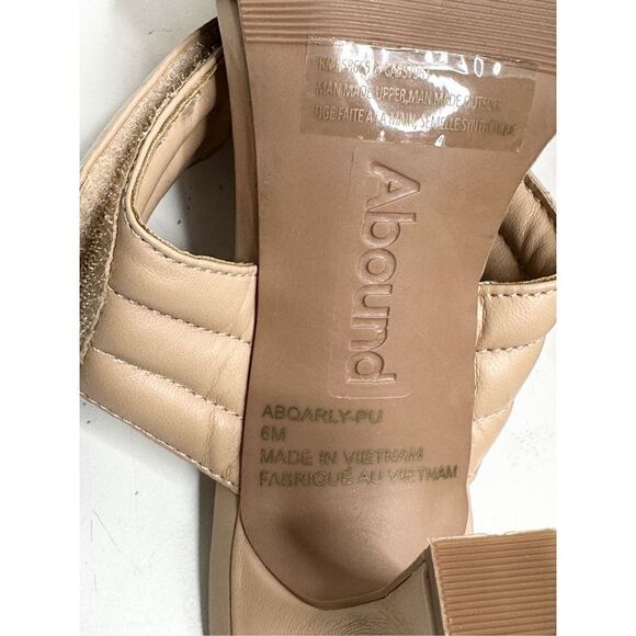 Abound Open Toe Sandals Womens Size 6 Qarly Heeled Tan Slip On Heels - Picture 7 of 9
